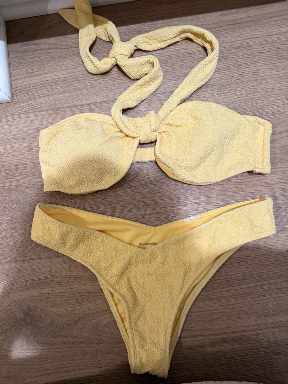 Abercrombie & Fitch Yellow Textured Bandeau Bikini Set